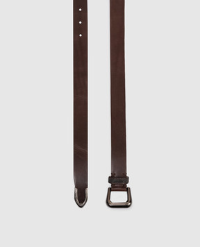 Brunello Cucinelli Коричневый кожаный ремень с цепочкой мониль M0DAYC296
