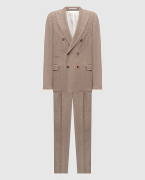 Brunello Cucinelli Бежевый костюм с шерстью и шелком MR499LDPH
