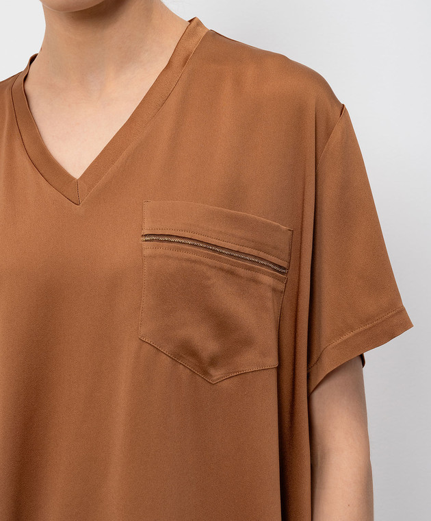 Fabiana Filippi Коричневая блуза с цепочкой мониль TPD266F283L780 изображение 5