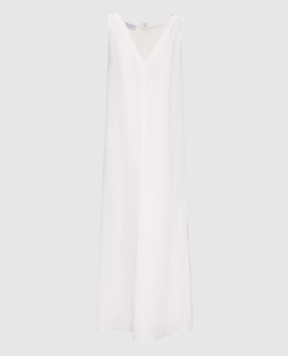Brunello Cucinelli Белое платье с леном MH126A4812