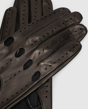 Sermoneta Gloves Чорні шкіряні рукавички з перфорацією GUIDADONNA