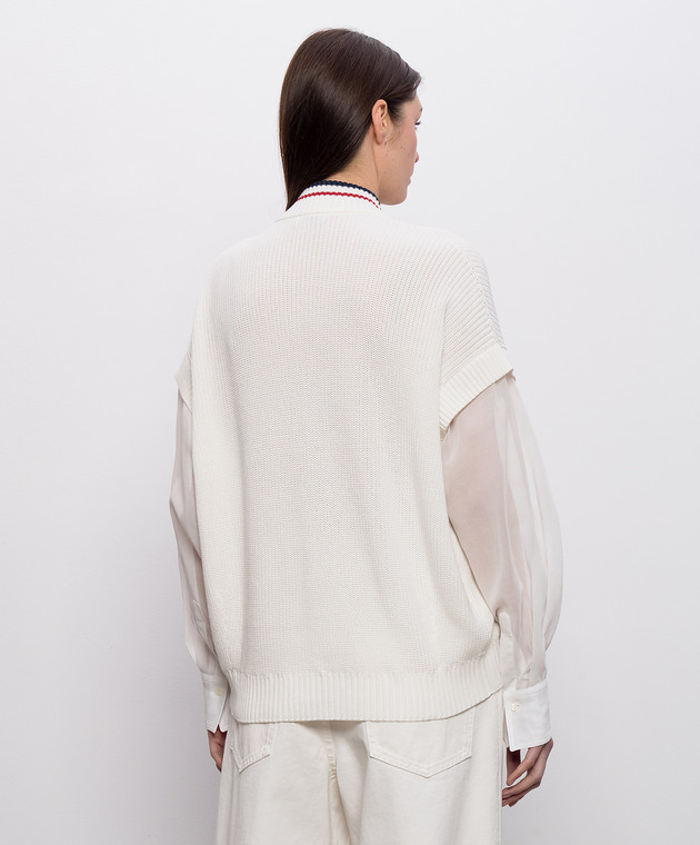 Brunello Cucinelli Белый кардиган с эффектом наложения слоев M19759406 изображение 4