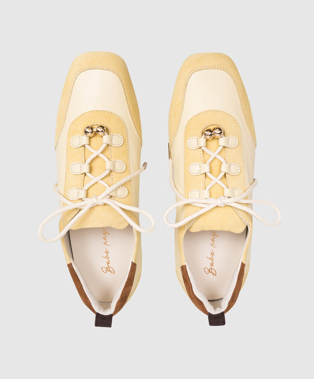 Babe Pay Pls Желтые кожаные кроссовки с бусинами NICKY изображение 4