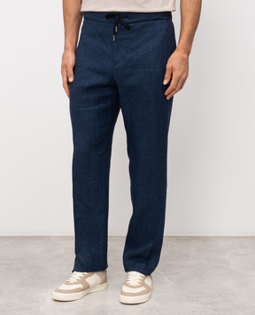 CAPOBIANCO Сині штани з льону 20M811LL00