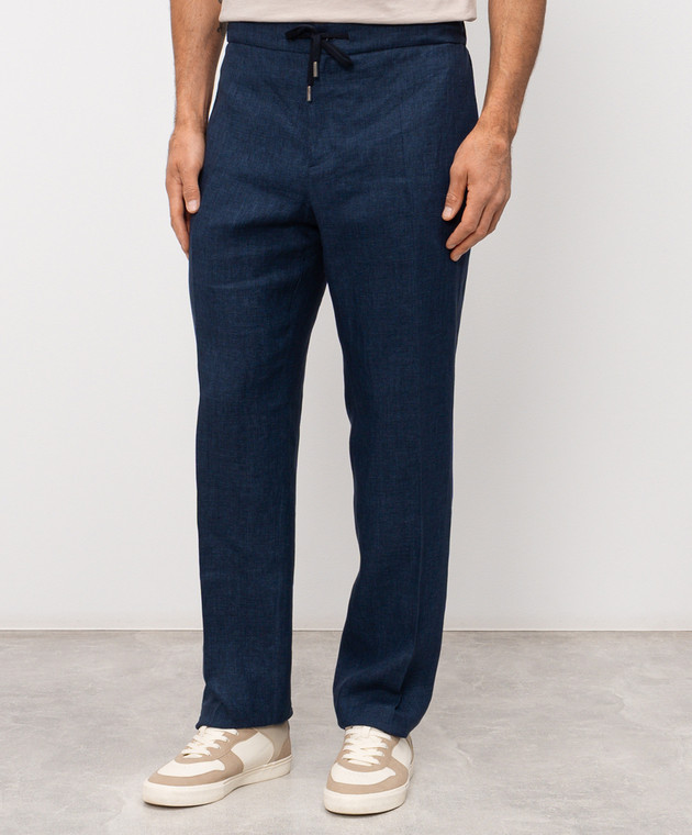 CAPOBIANCO Сині штани з льону 20M811LL00 зображення 3