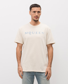 Alexander McQueen Бежева футболка з логотипом 847750QTAD5