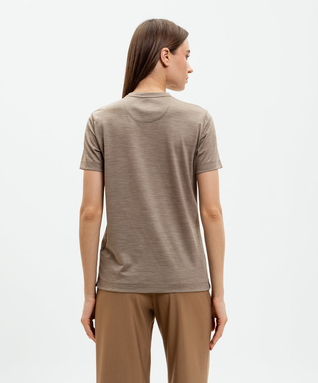 Marco Pescarolo Коричневая футболка из шерсти AMATAD53Y04 изображение 3