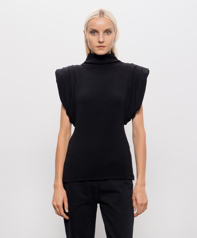Thierry Mugler Черный топ с акцентными плечами 26F1TO08741038 изображение 3