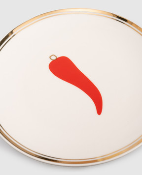 Bitossi Home Белая фарфоровая тарелка для хлеба Horn Lucky Charm FTB00034