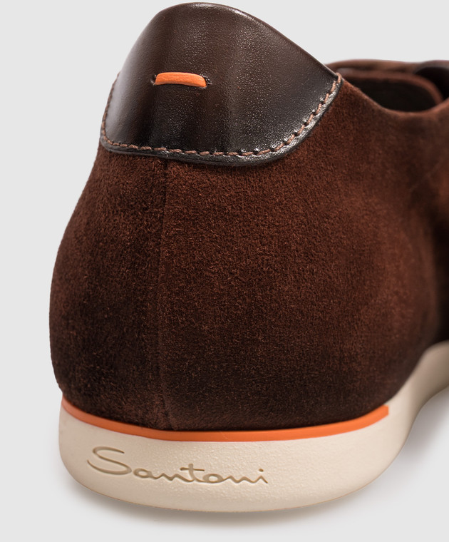 Santoni Коричневые замшевые кроссовки WBYR61449TIRTTNY изображение 5