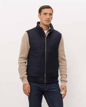 Cashmere&Whiskey Синий жилет из шерсти и кашемира 7400855216