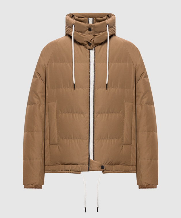 Brunello Cucinelli Коричневый стеганый пуховик MH5257216
