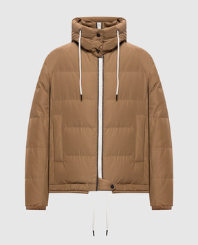 Brunello Cucinelli Коричневий стьобаний пуховик MH5257216