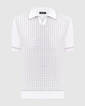 Stefano Ricci Біле поло із шовком у візерунок K616463PSMF26225