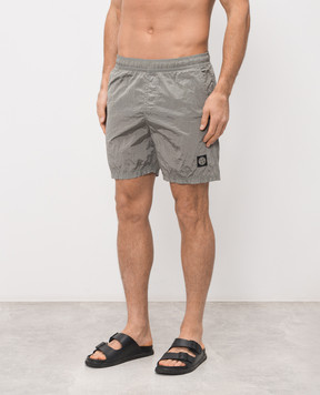 Stone Island Серые шорты для плавания с нашивкой L1S15B100004S0043