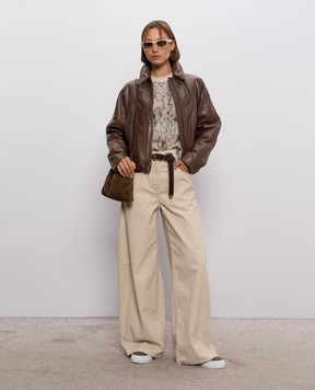 Brunello Cucinelli Бежевый свитер с шерстью в леопардовый принт M2I242500P