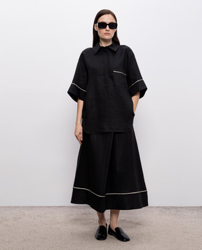 Agnona Черная юбка из льна TG1108YU3034