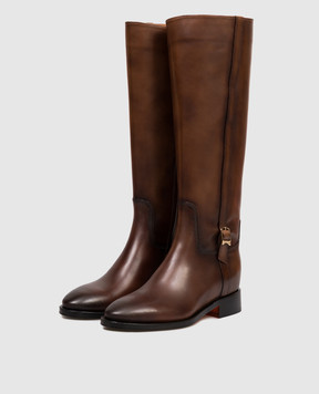 Santoni Коричневі шкіряні чоботи WSHM71084BJ2NDYL
