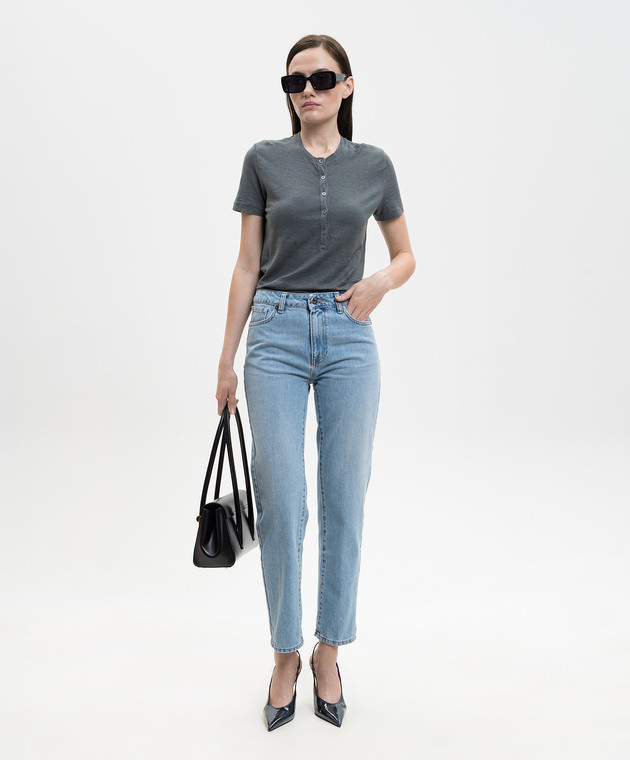 Solotre Серая футболка с льном M1AB0132 изображение 2