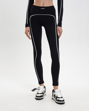 Off-White Черные леггинсы Off Stamp с логотипом 2VV01EC99KNI001