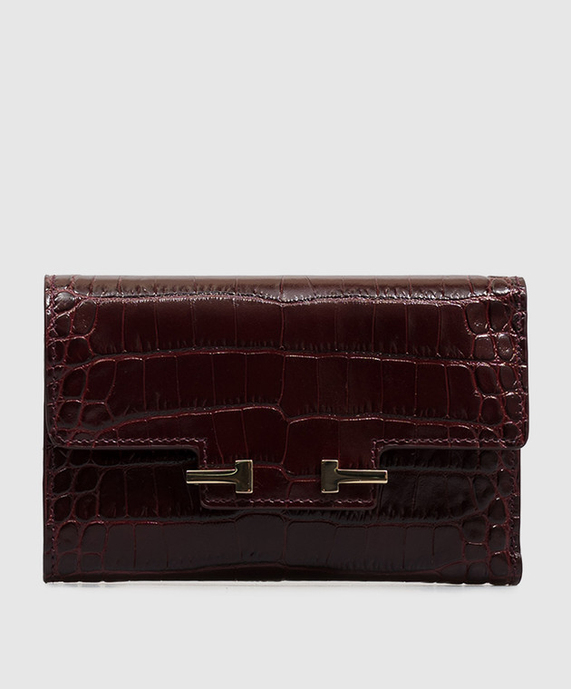 Tom Ford Бордовый кожаный портмоне AUBE с тиснением под кожу крокодила S0532LCL607P