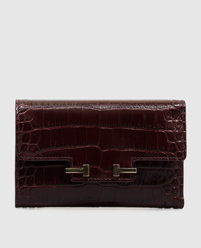 Tom Ford Бордовый кожаный портмоне AUBE с тиснением под кожу крокодила S0532LCL607P