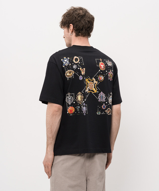 Off-White Черная футболка Jewel Arrow с кристаллами 44MAA120S26J003 изображение 4