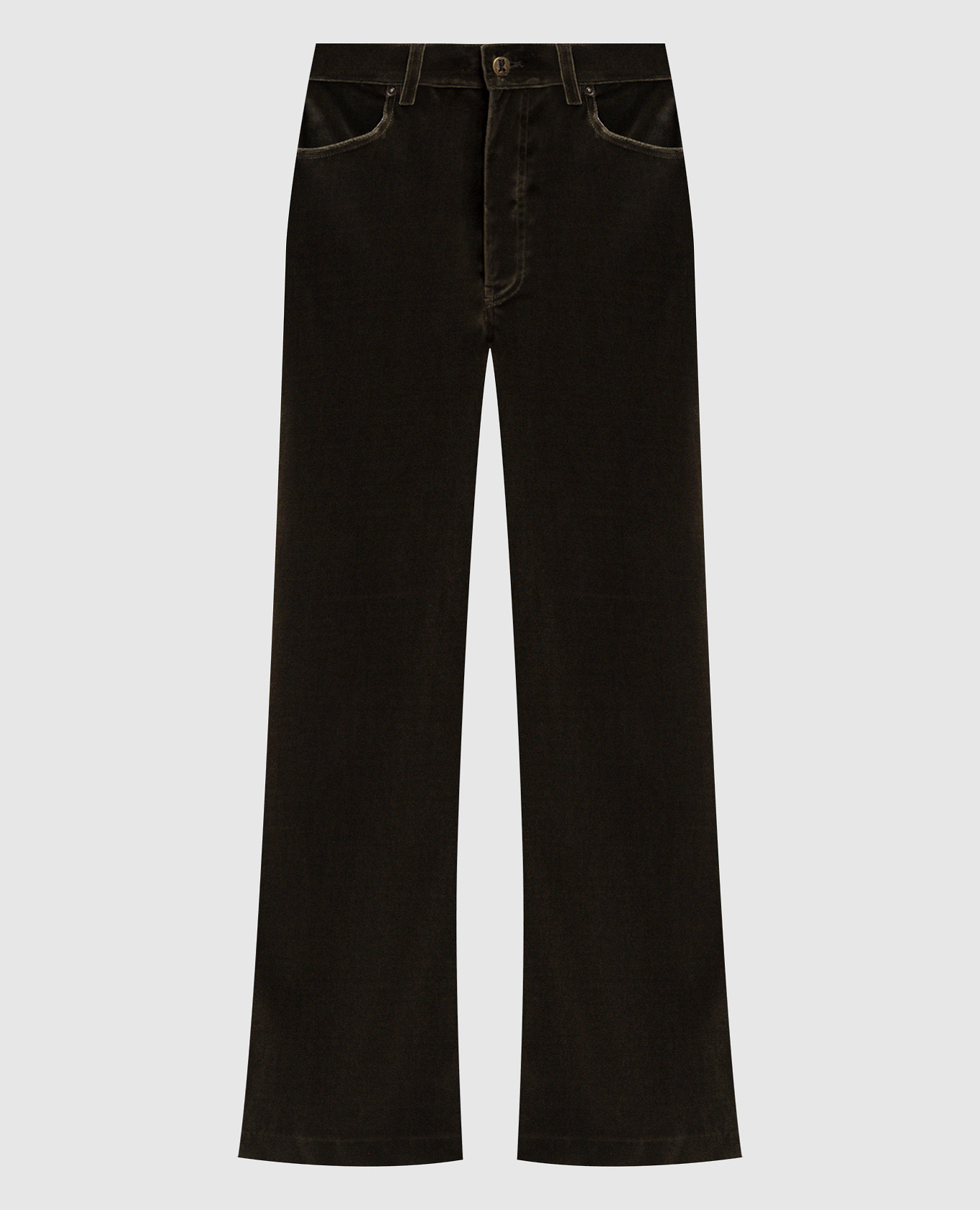 Зеленые бархатные брюки клеш