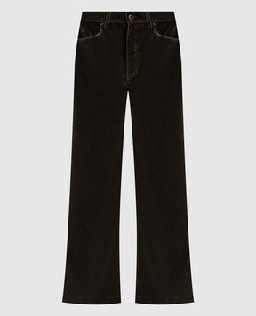 La DoubleJ Зелені оксамитові штани кльош TRO0140VEL011SOLID