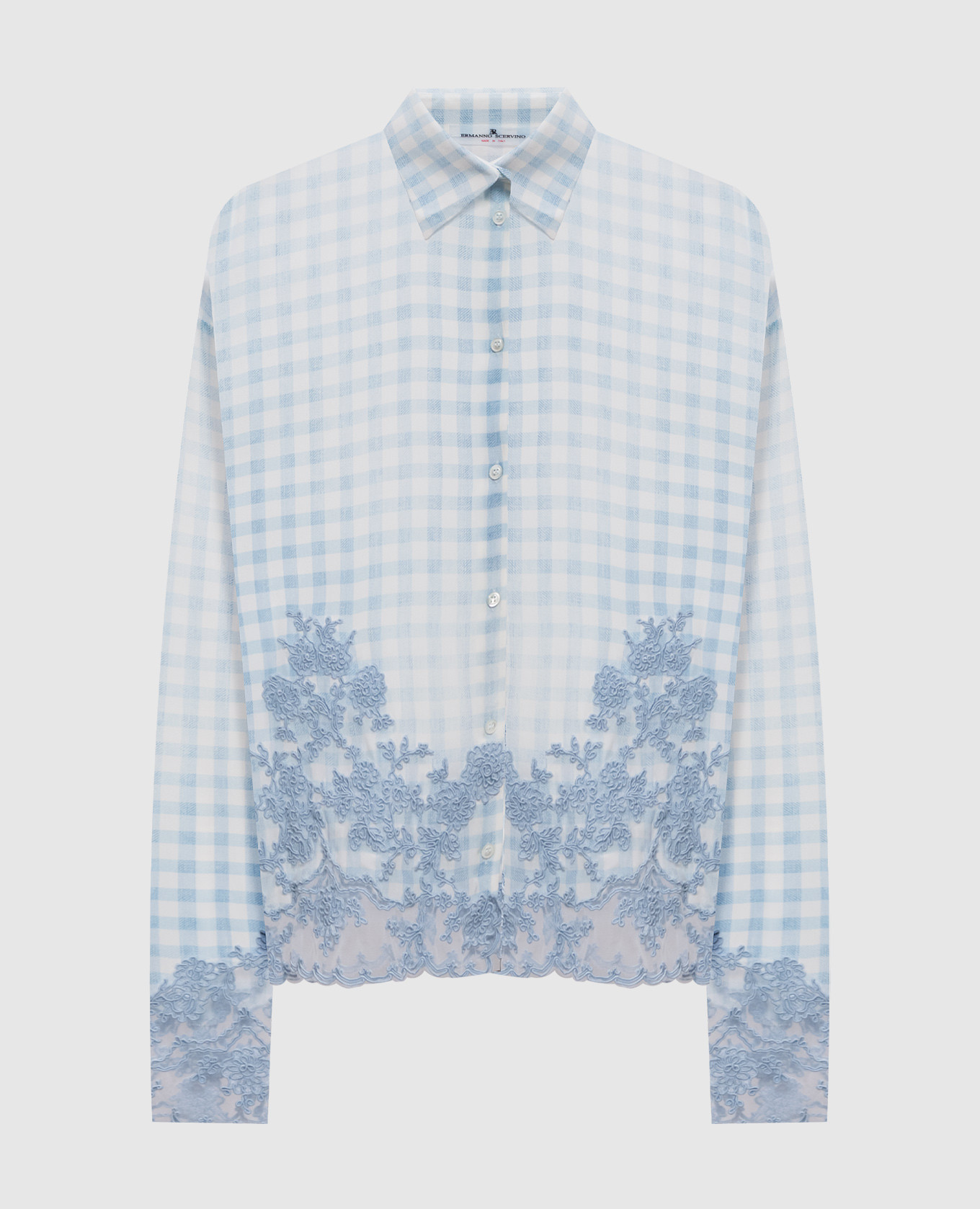 

Блуза из шелка в клетку, Белый, Блузы