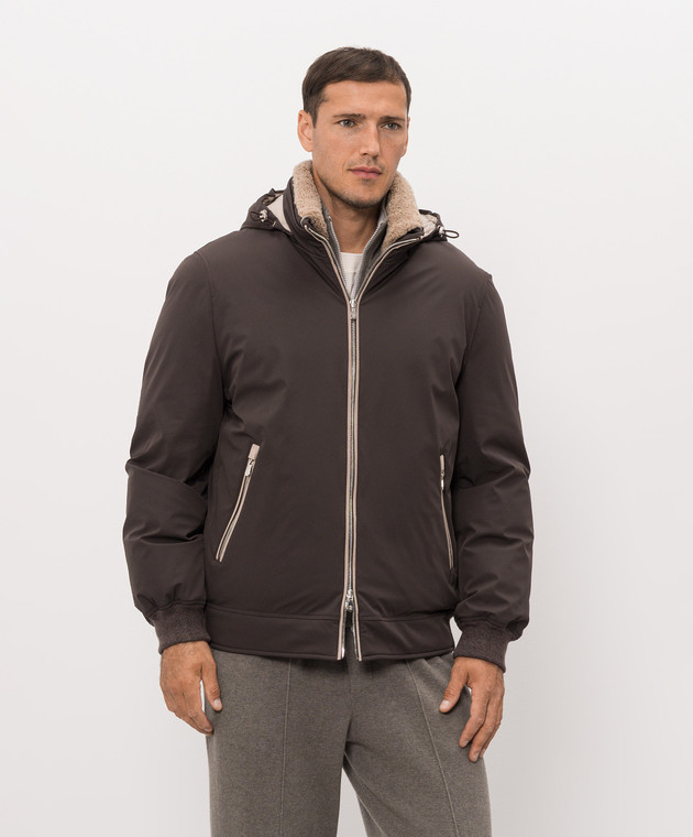 Brunello Cucinelli Коричневий пуховик MV4061606 зображення 3