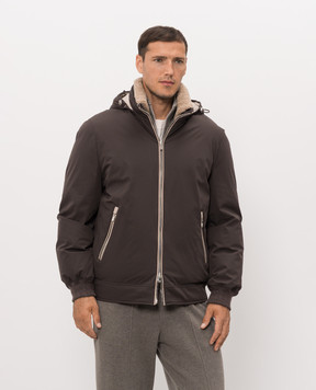 Brunello Cucinelli Коричневый пуховик MV4061606