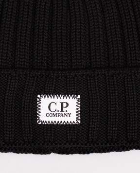 C.P. Company Чорна шапка з вовни з нашивкою логотипа MAC738A005509A