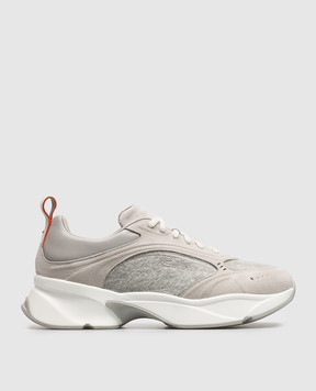 Santoni Сірі комбіновані кросівки з вишивкою логотипа WBLY61548BGRTLIB