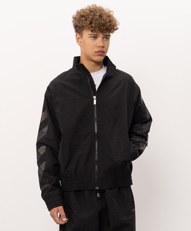Off-White Черная ветровка с принтом 44MBD05RF26F001001 изображение 3