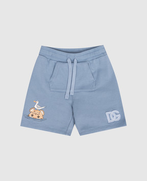 Dolce&Gabbana Дитячі блакитні шорти з принтом L1JQW0G7PNF