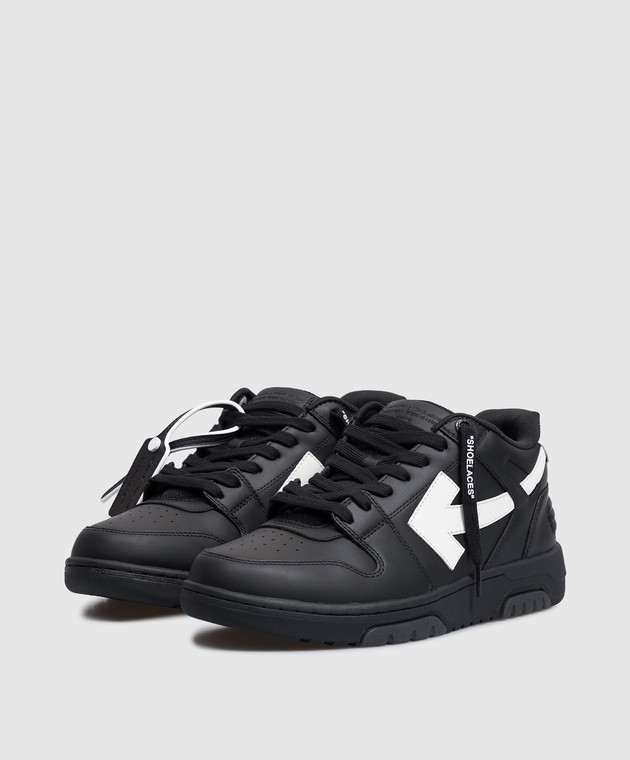 Off-White Чорні шкіряні кросівки Out Of Office M189C9L019 зображення 2