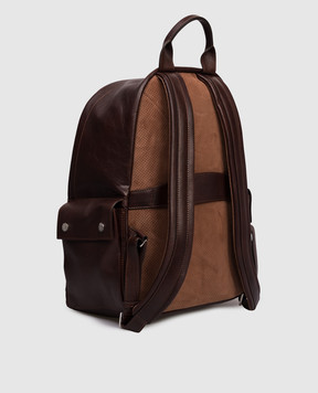 Brunello Cucinelli Коричневий шкіряний рюкзак з логотипом MBCIBU243