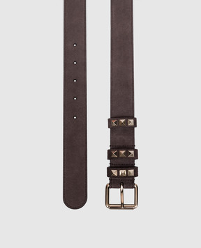 Valentino Коричневый замшевый ремень Rockstud 9W2T0SX7HUH