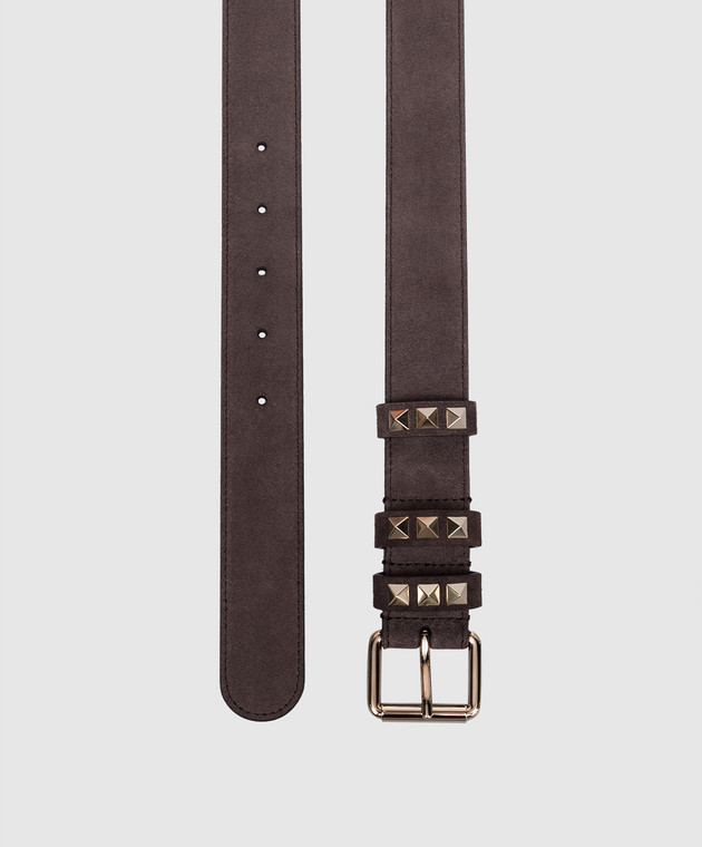 Valentino Коричневый замшевый ремень Rockstud 9W2T0SX7HUH изображение 3