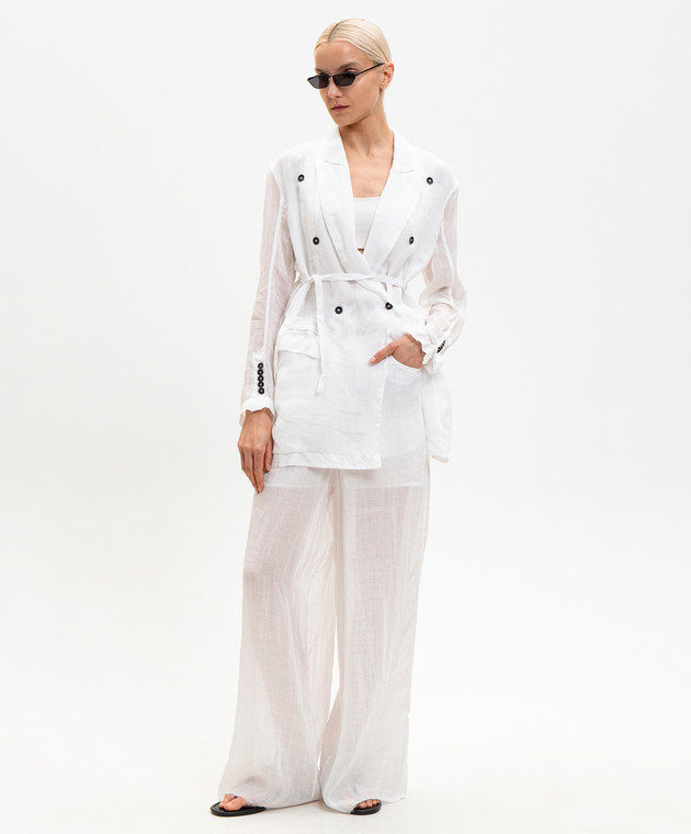 Masnada Белый двубортный жакет с рамой 8051 изображение 2