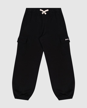 Palm Angels Дитячі чорні штани-карго з принтом логотипа PBCH016S26FLE001