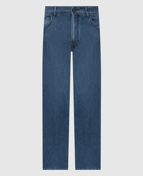 Stefano Ricci Сині джинси з фактурним логотипом MST61B2060T0178