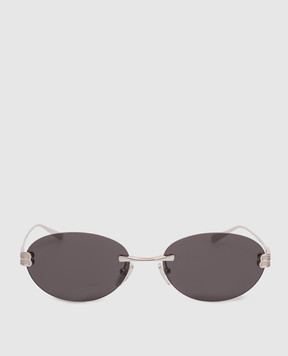 Balenciaga Серебристые овальные солнцезащитные очки Gossip 871109T0005