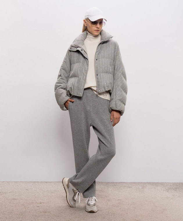 Brunello Cucinelli Серые спортивные брюки из кашемира M12250099 изображение 2