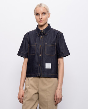 Thom Browne Голубая джинсовая рубашка с нашивкой логотипа FLL220AF1249
