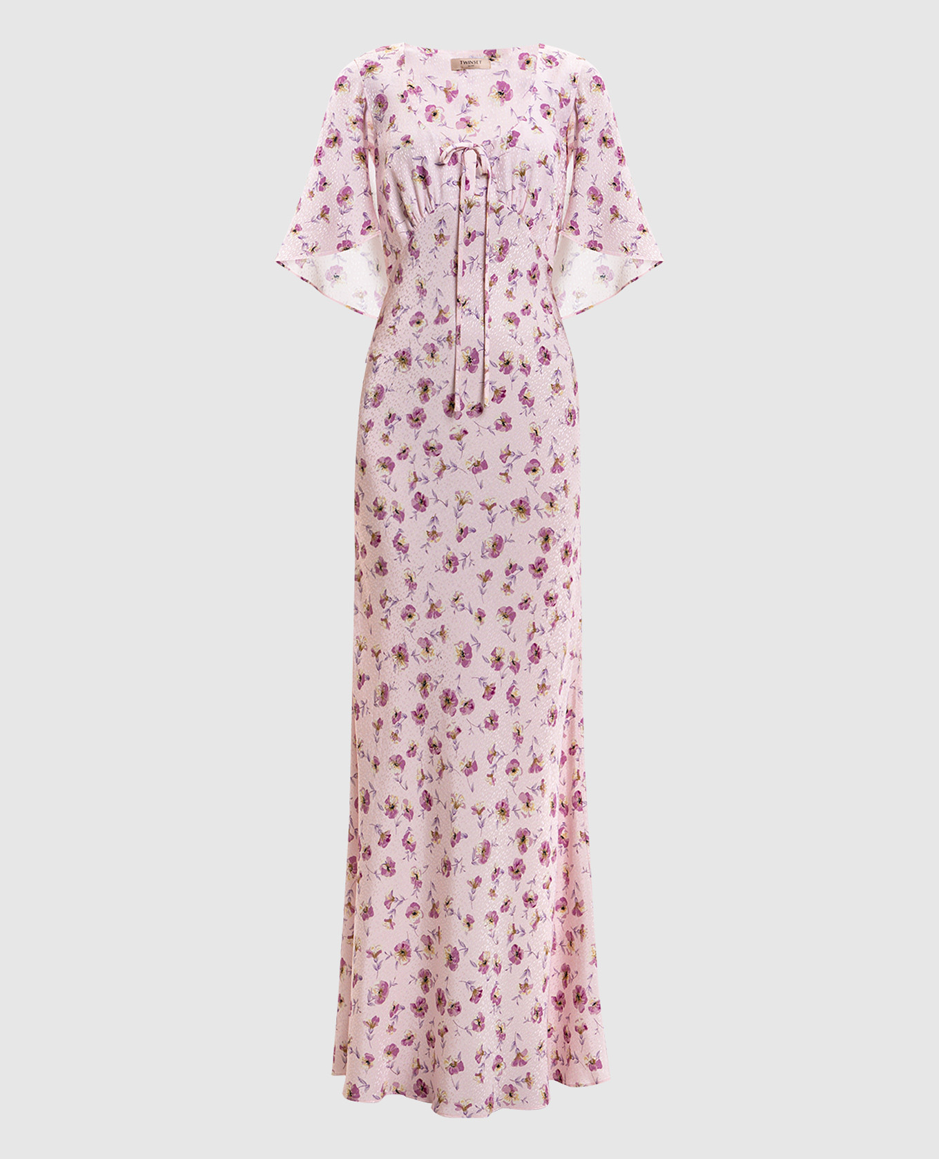 Розовое платье макси в цветочный принт