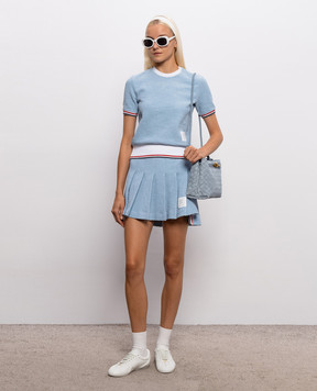 Thom Browne Блакитна спідниця-плісе з нашивкою логотипа FJK155AJ0194