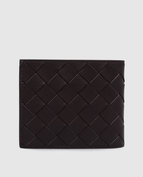 Bottega Veneta Коричневе шкіряне портмоне Intrecciato Bi-Fold 749412VCPQ4