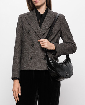 Off-White Чорна шкіряна глянцева сумка Jitney Half Moon OWWNQ04F26LT01